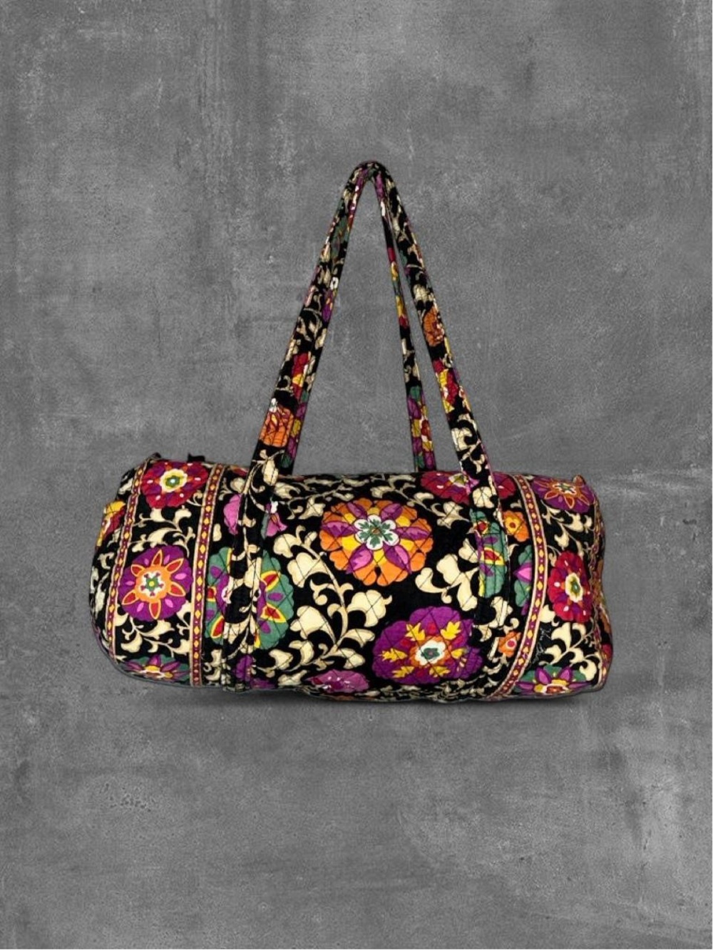 Retired Vera Bradley Floral Black Multi-Color small size Tote Bag